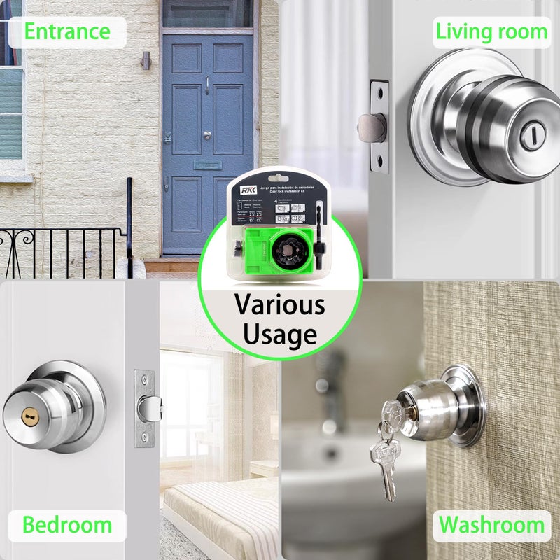 RKK Door Lock Installation Kit Deadbolt Hole Saw Kit Door Knob Hole Saw Kit Deadbolt Installation Kit (Green) - Image 2